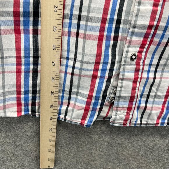 COOGI Shirt Mens 3XL White Red Plaid Button Down Embroidered Streetwear Y2K - Picture 3 of 11